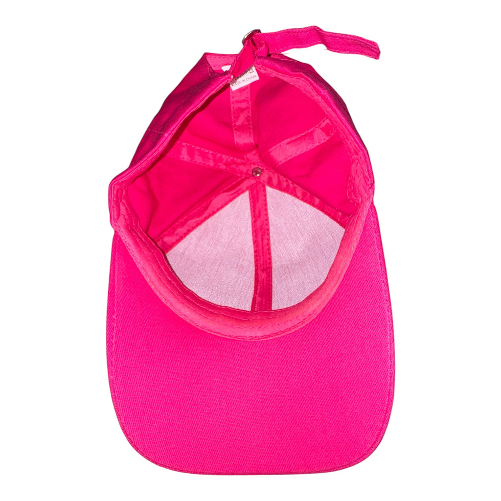Rhinestone Breast Cancer Awareness Cap | Bright Pink Bling Baseball Hat