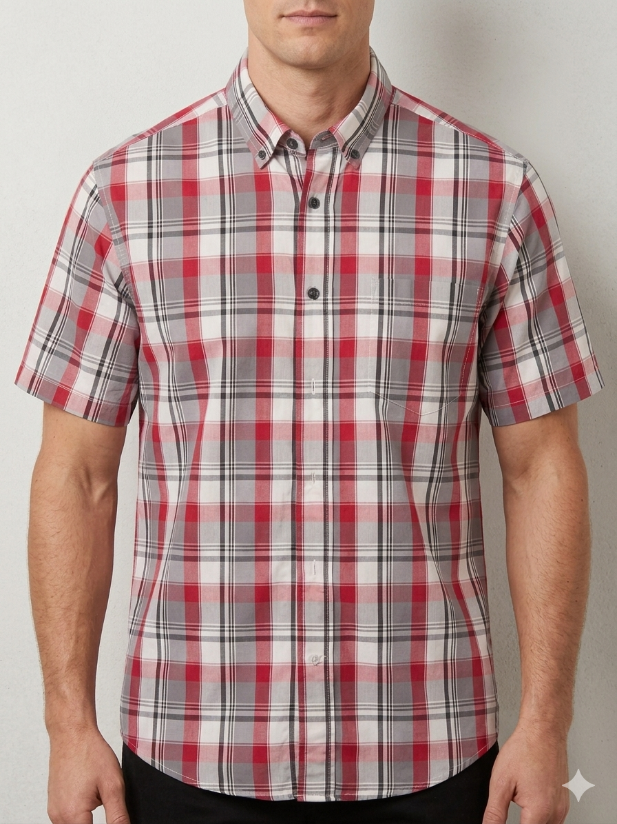 George Men's Classic Fit Plaid Short Sleeve Button-Down Shirt