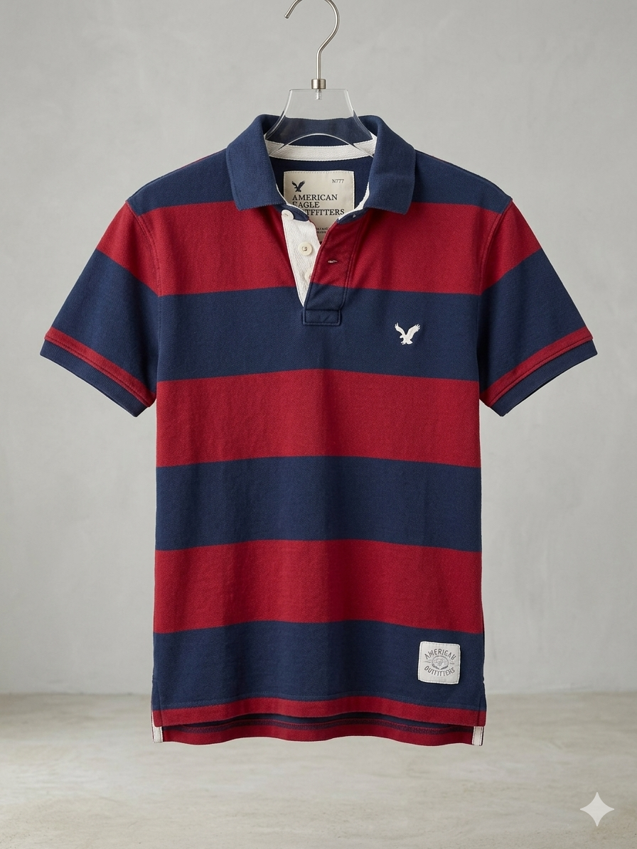 American Eagle Outfitters Men's Striped Polo Shirt