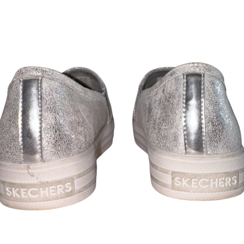 Skechers Street Million Air Shimmer Slip On Rhinestone Pearl Sneakers Silver