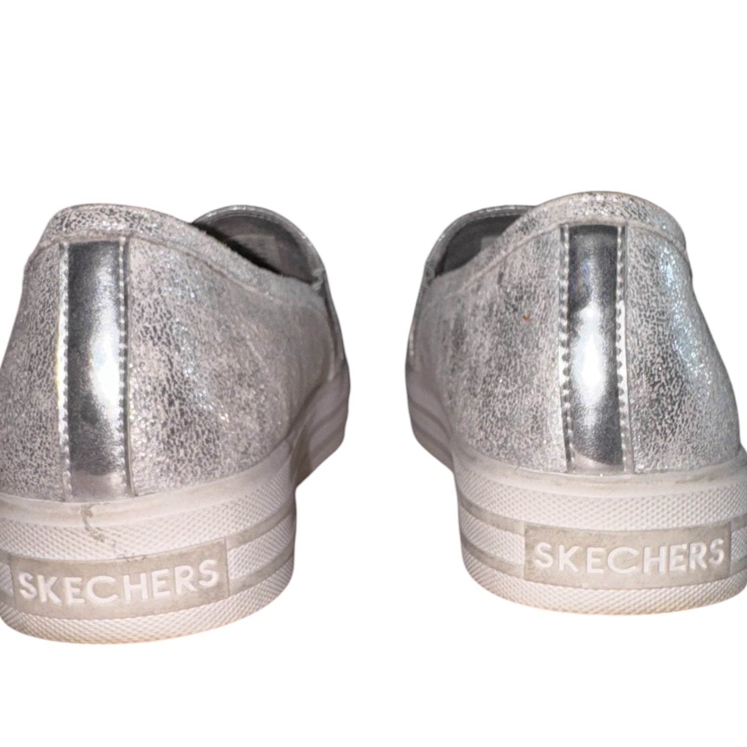 Skechers Street Million Air Shimmer Slip On Rhinestone Pearl Sneakers Silver