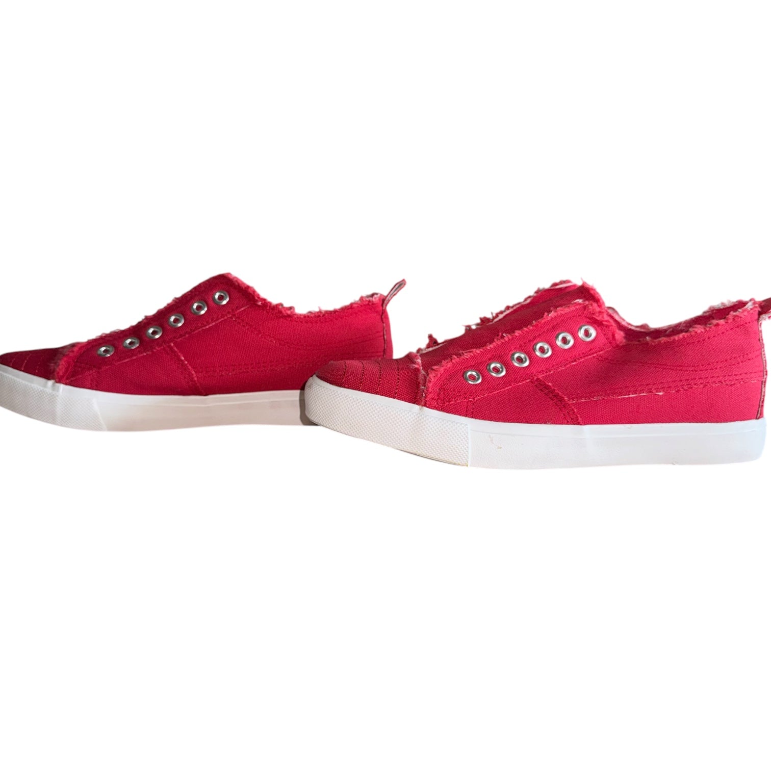 Girlie Girl Originals Red Canvas Slip On Sneakers Distressed