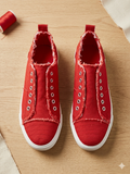 Girlie Girl Originals Red Canvas Slip On Sneakers Distressed