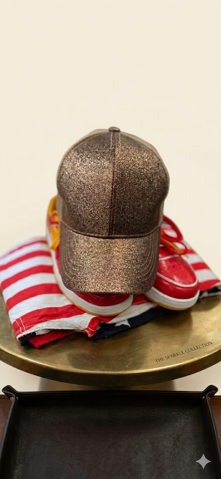 Premium Metallic Bronze Glitter Baseball Cap / Trucker Hat