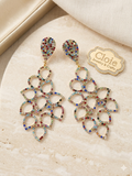 Cloie Jewelry Multicolor Crystal Statement Earrings | Gold Tiered Chandelier Drop