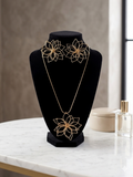 Abstract Gold Wire Lotus Flower Statement Set