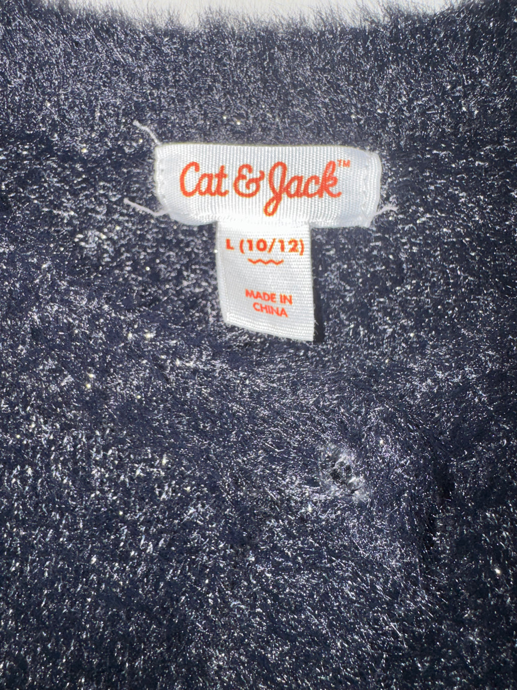 Cat & Jack Black Fuzzy Sparkle Shimmer Cardigan Sweater Button Front
