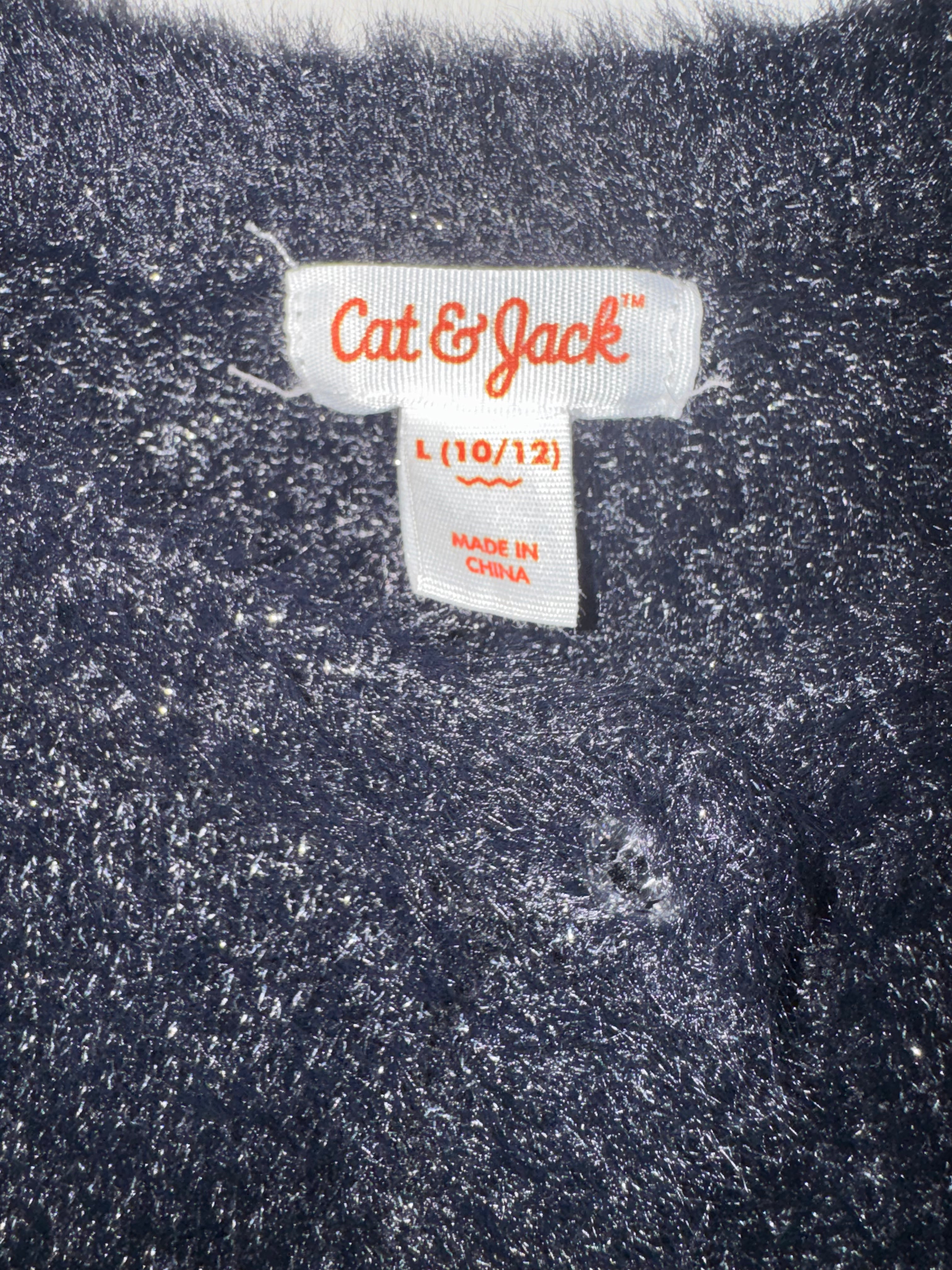Cat & Jack Black Fuzzy Sparkle Shimmer Cardigan Sweater Button Front