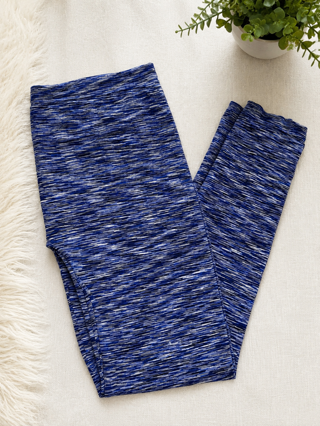 Blue Space Dye Athletic Leggings