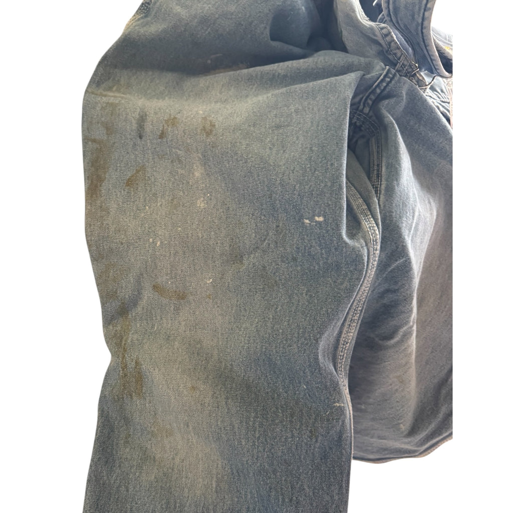 Vintage Liberty Distressed Denim Overalls - Patented Green Zipper Fly