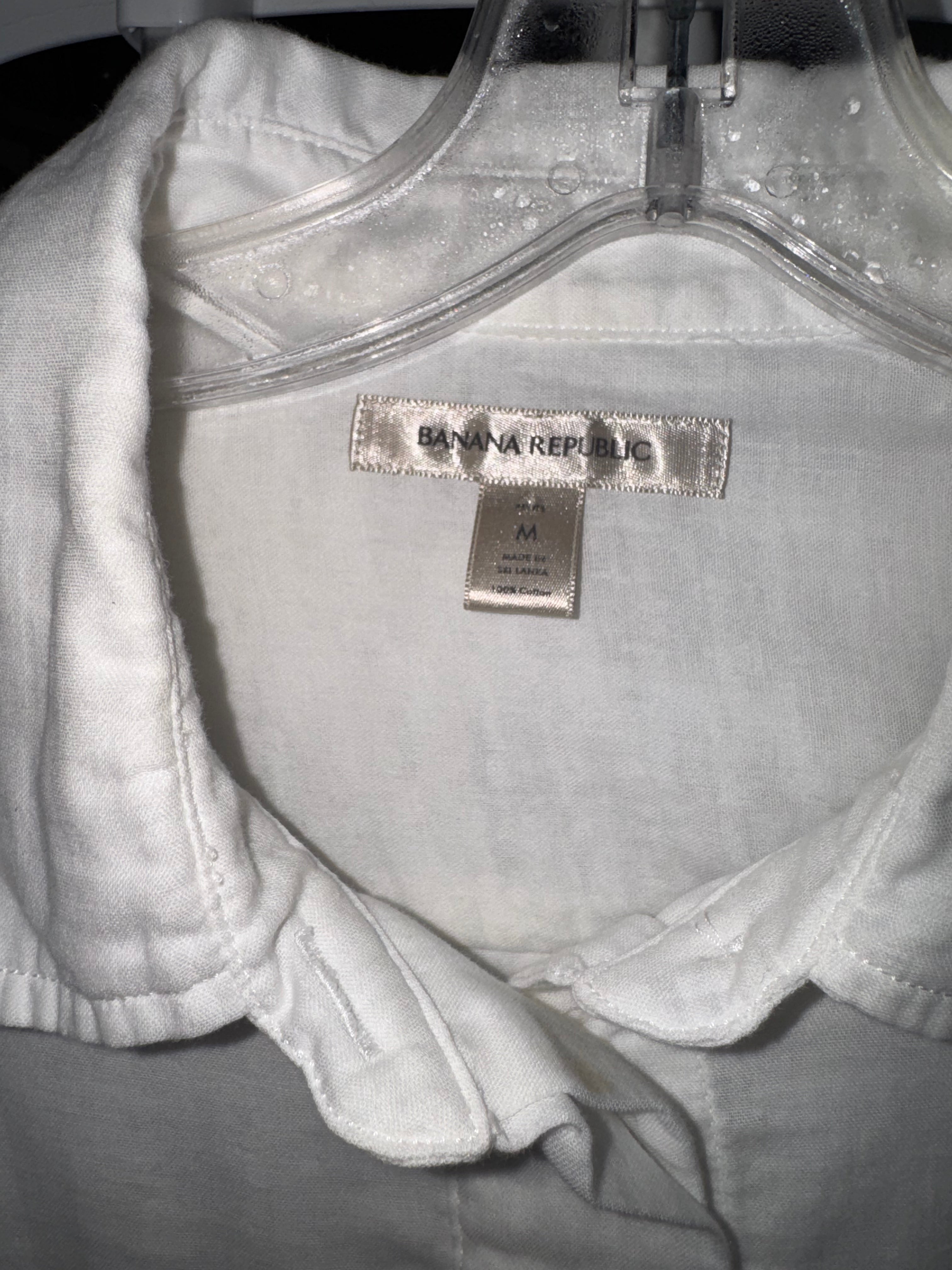 Banana Republic White Linen Popover Utility Shirt