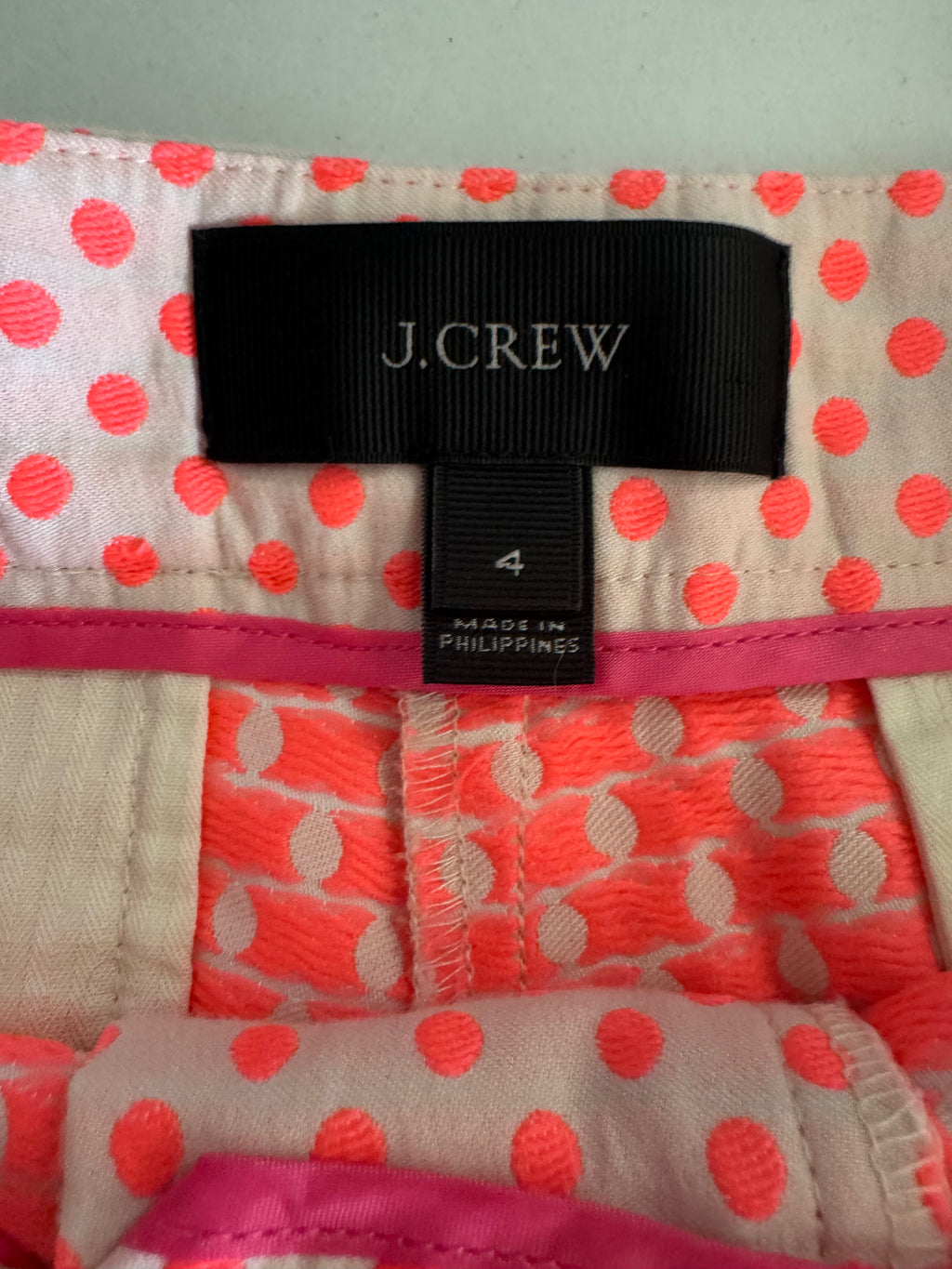 J.Crew Neon Pink Polka Dot Scallop Hem Shorts