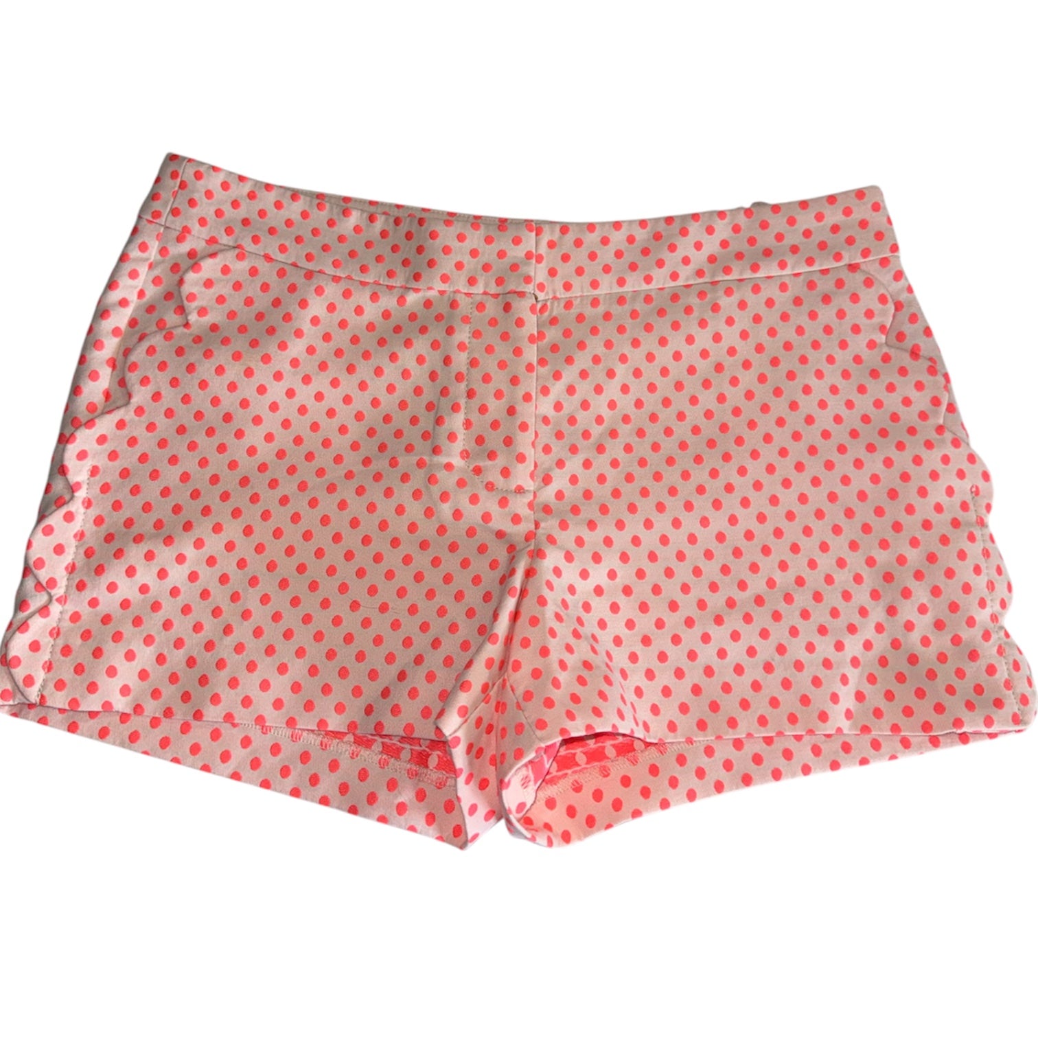 J.Crew Neon Pink Polka Dot Scallop Hem Shorts