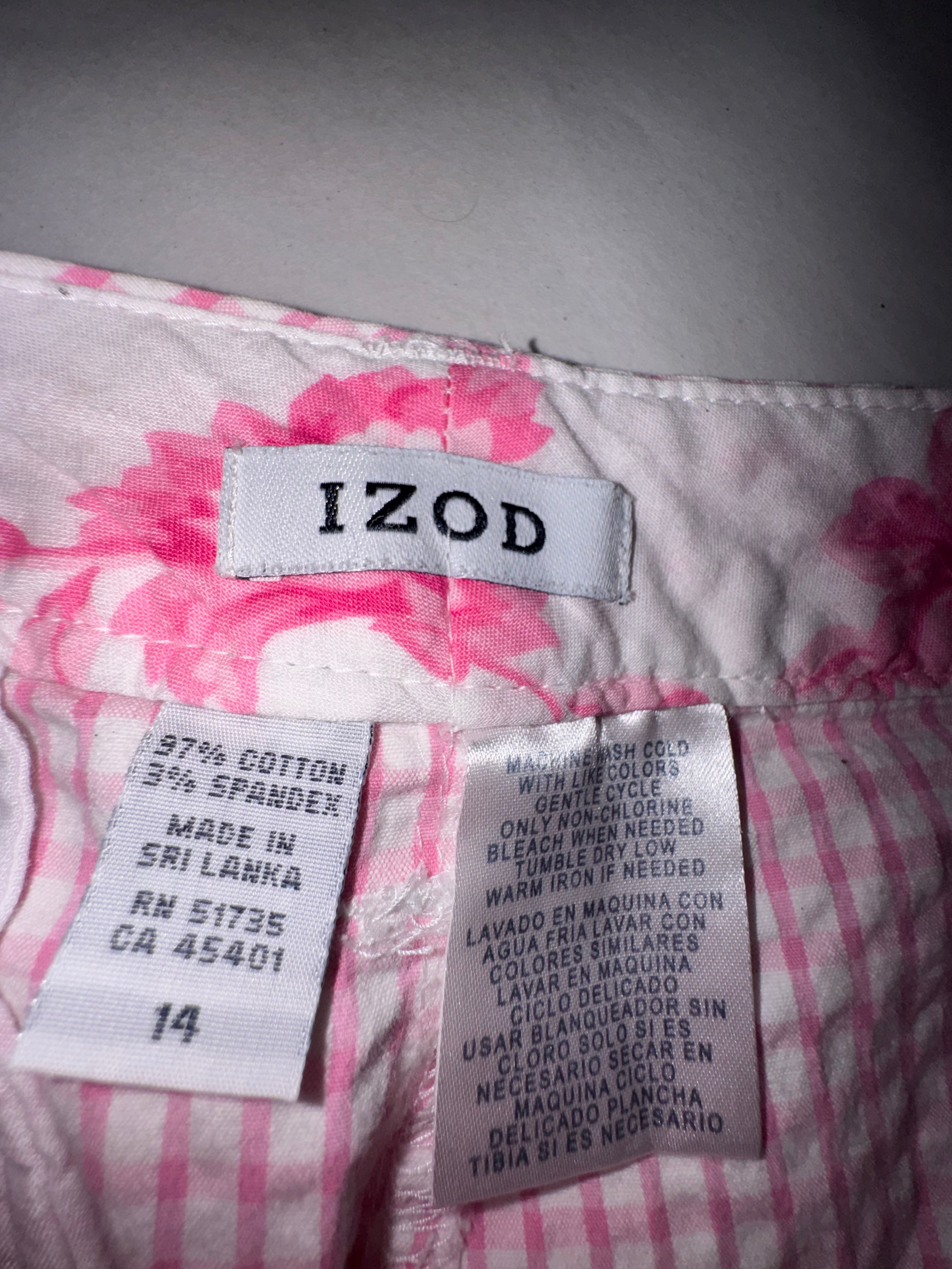 IZOD Pink Seersucker Gingham Shorts