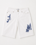 Code Bleu Soho Bermuda Shorts – White Embroidered Bird & Floral Bermuda Shorts