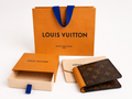Louis Vuitton Monogram Macassar Slender Wallet Saffron Interior with Box & Dust Bag