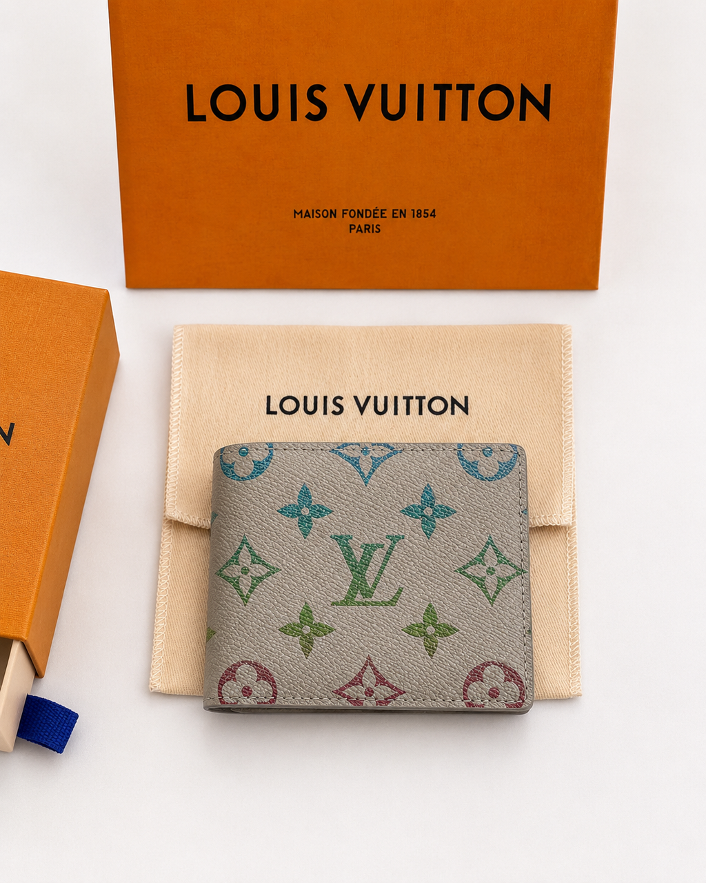 Louis Vuitton Iridescent Monogram Bifold Wallet with Box & Dust Bag