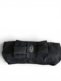Victoria's Secret Black Satin Bow Evening Clutch Bag with Rhinestone "V" Logo