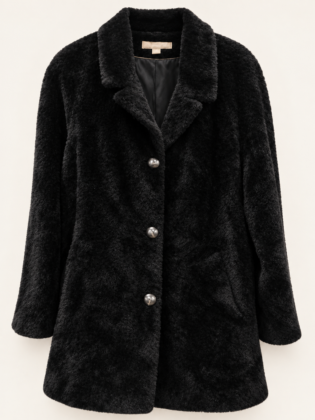 Katherine Kelly Black Textured Swing Coat