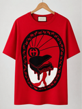 Gucci Piano Graphic T-Shirt – Red Cotton Designer Tee | Made in Italy