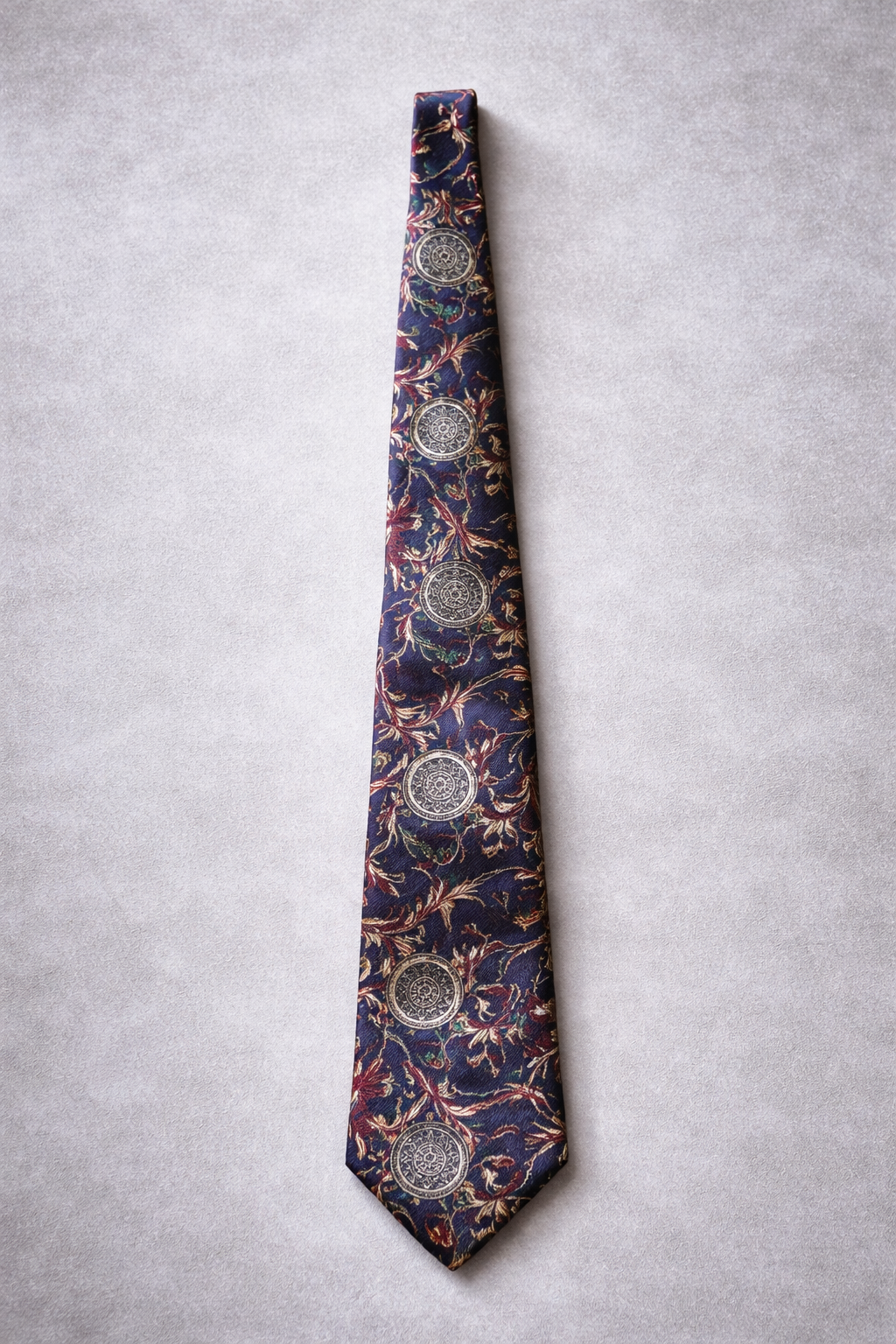 Vintage Baroque Silk Tie – Navy Multi Medallion | Classic Collection by Van Heusen