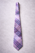 Vintage Van Heusen Plaid Silk Tie – Lavender, Blue & Red