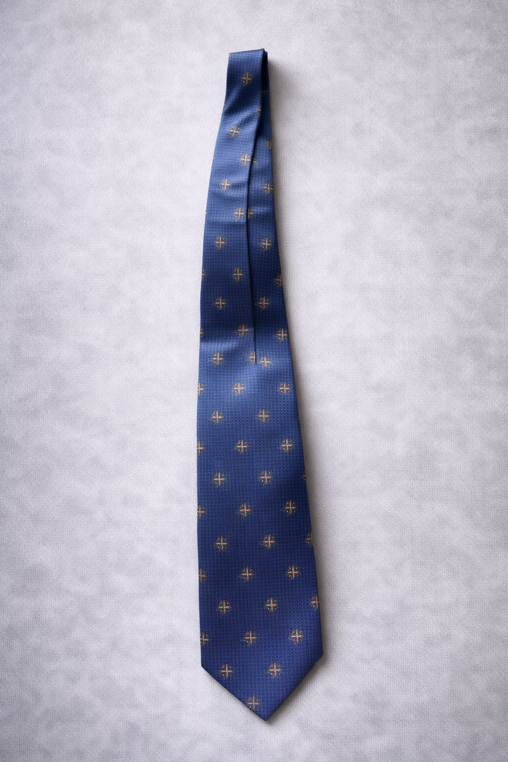 Van Heusen Blue Silk Tie with Gold Cross Pattern