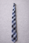 Van Heusen Blue & Gray Plaid Slim Tie – Modern Check Pattern