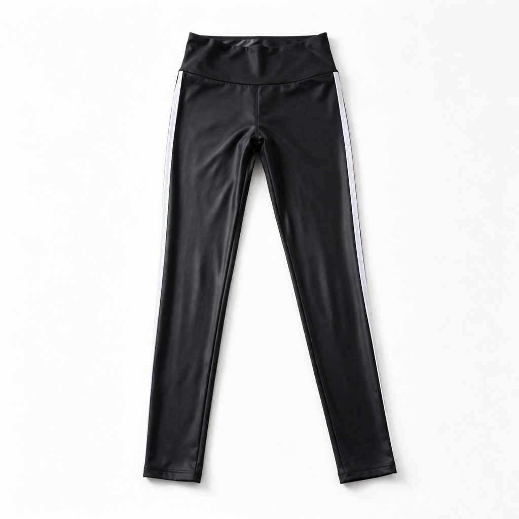 Black Stretch Leggings with Side Stripe – High Waist Basic (M)
