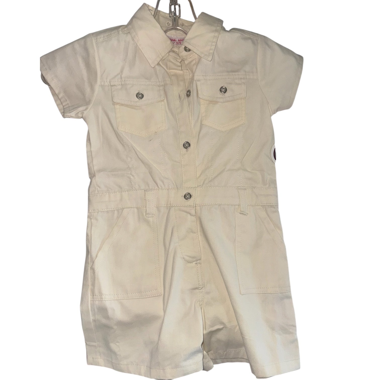 Pink Velvet Girls Utility Romper