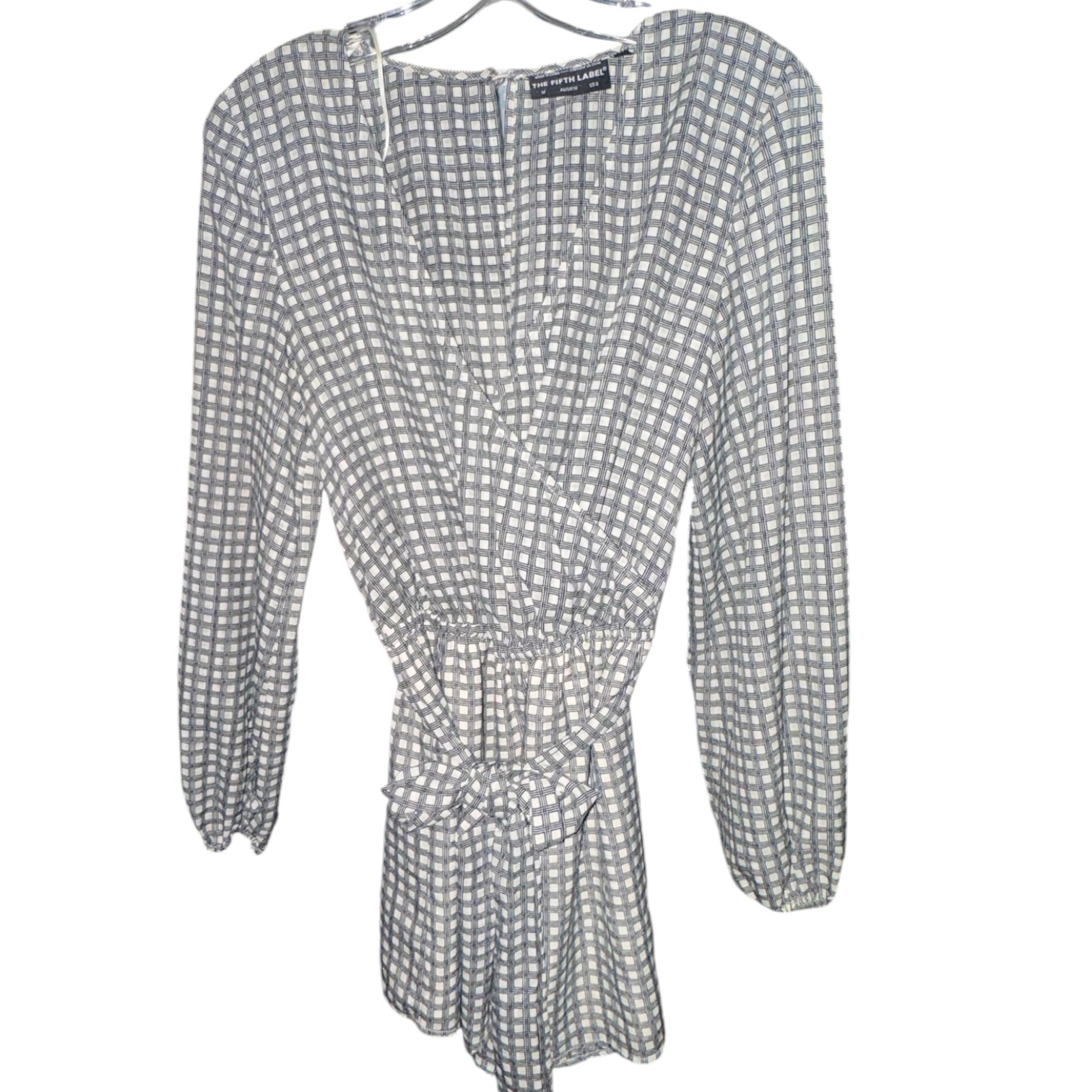 The Fifth Label Gray & White Check Wrap Romper