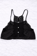 Black Lace Bralette / Crop Top – Sheer Mesh Detail – Size M/L