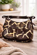 Dooney & Bourke Giraffe Print Shoulder Bag – Brown Leather Trim Purse