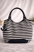 Maurice’s Nautical Striped Shoulder Bag – Navy & White Anchor Charm Tote