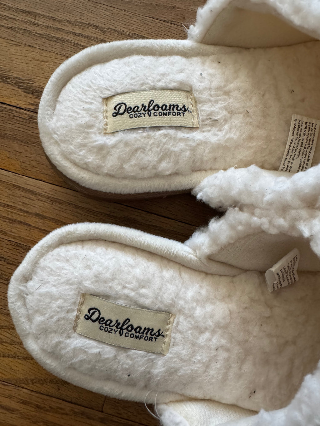 Dearfoams Cozy Sherpa Slide Slippers – Cream Plush | Size 9