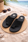 Yellow Box Black Knit Slide Sandals – Comfort Thong Slides