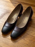 Salvatore Ferragamo Brown Leather Cap Toe Pumps – Size 8.5 (EU 47 Marking)