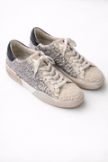Dolce Vita Glitter Low-Top Sneakers – Shearling & Snake Detail – Women’s Size 10
