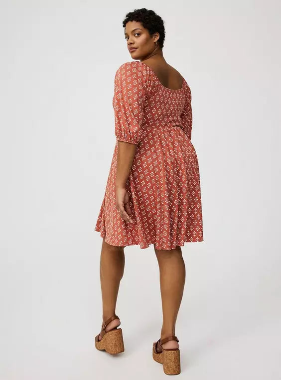 Mini Peasant-Sleeve Dress