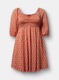 Mini Peasant-Sleeve Dress