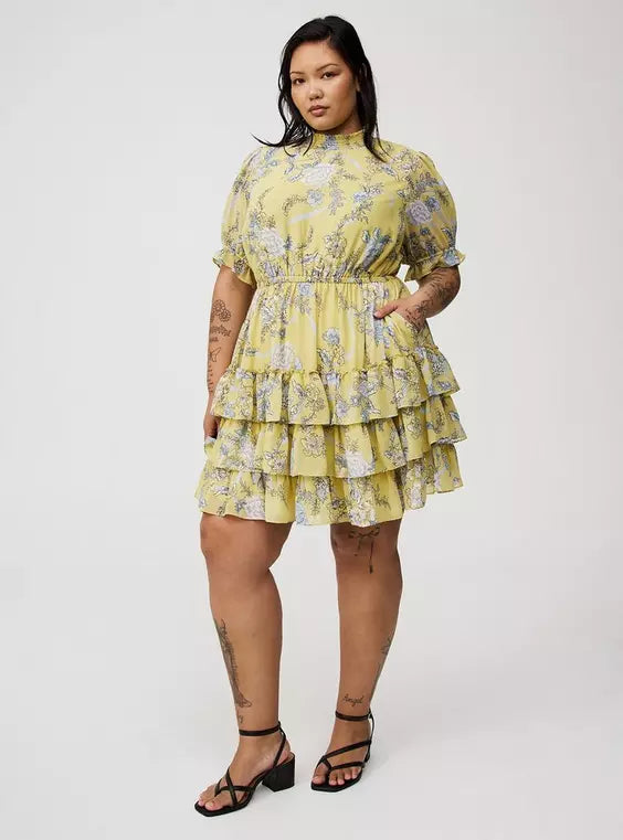 Mini Puff-Sleeve Smocked Dress