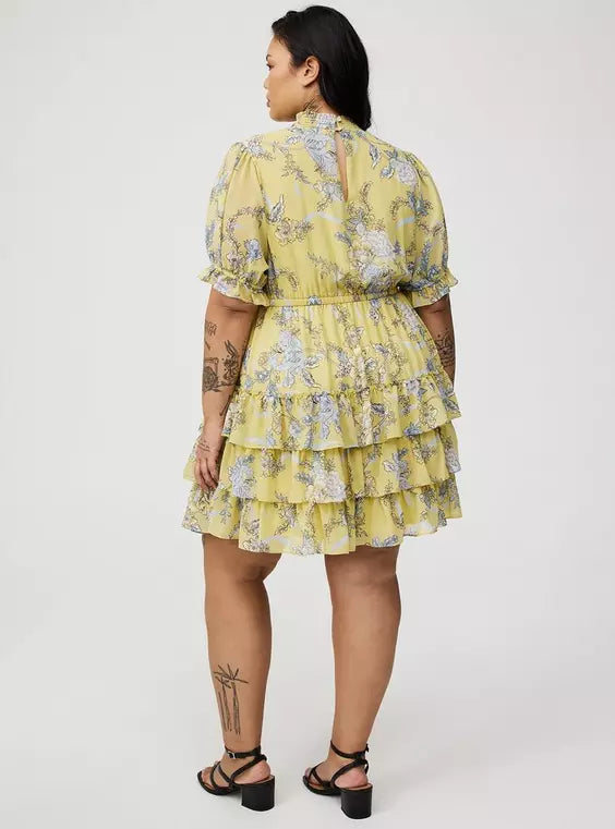 Mini Puff-Sleeve Smocked Dress