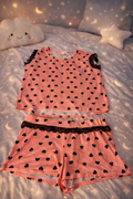 Lauren Rae Heart Print Pajama Set – Pink & Black – Size 1X