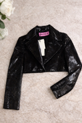 Gauge 65 Black Cropped Patent Blazer – XS Statement Jacket