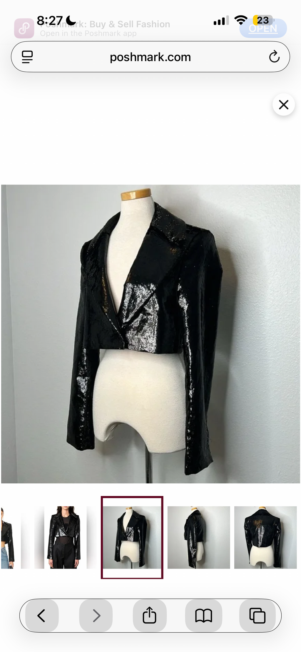 Gauge 65 Black Cropped Patent Blazer – XS Statement Jacket