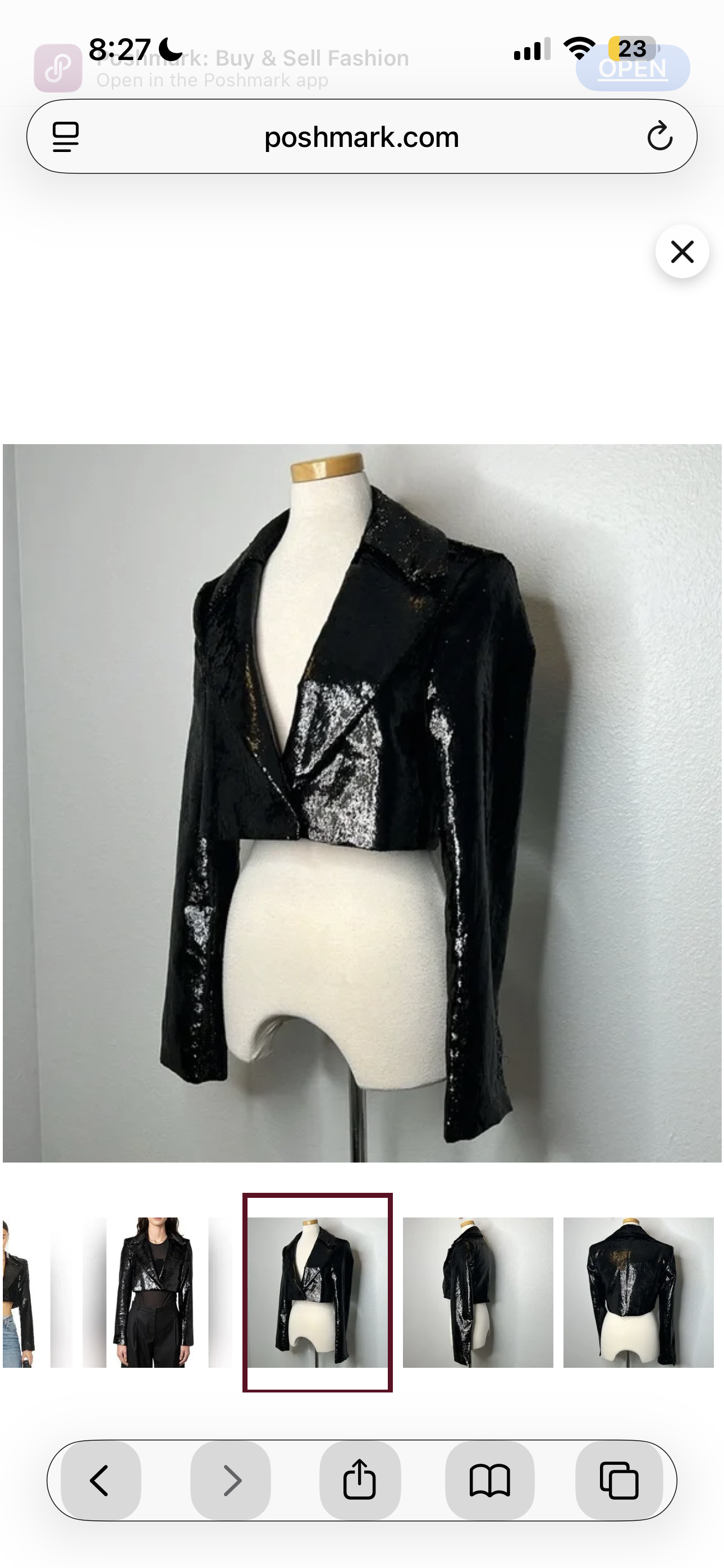 Gauge 65 Black Cropped Patent Blazer – XS Statement Jacket