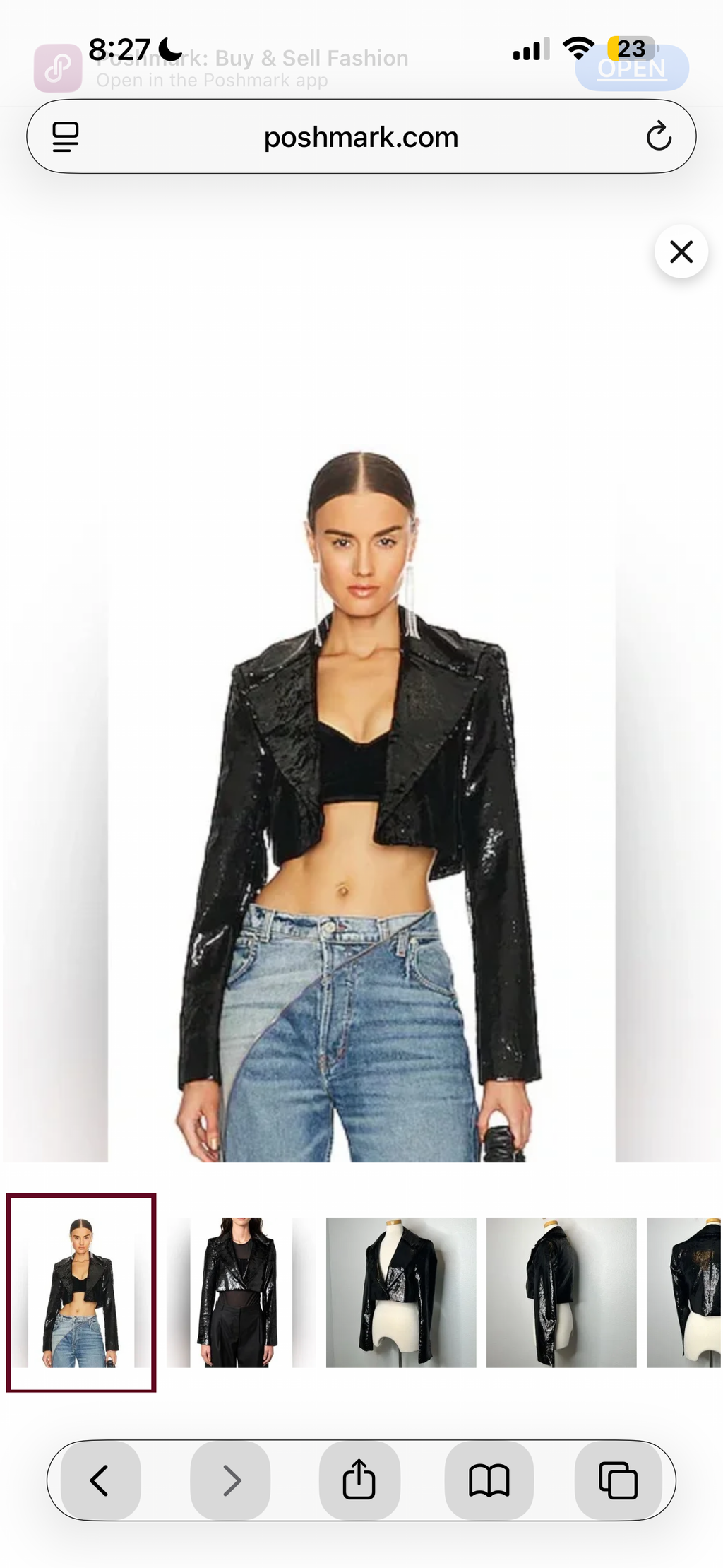Gauge 65 Black Cropped Patent Blazer – XS Statement Jacket