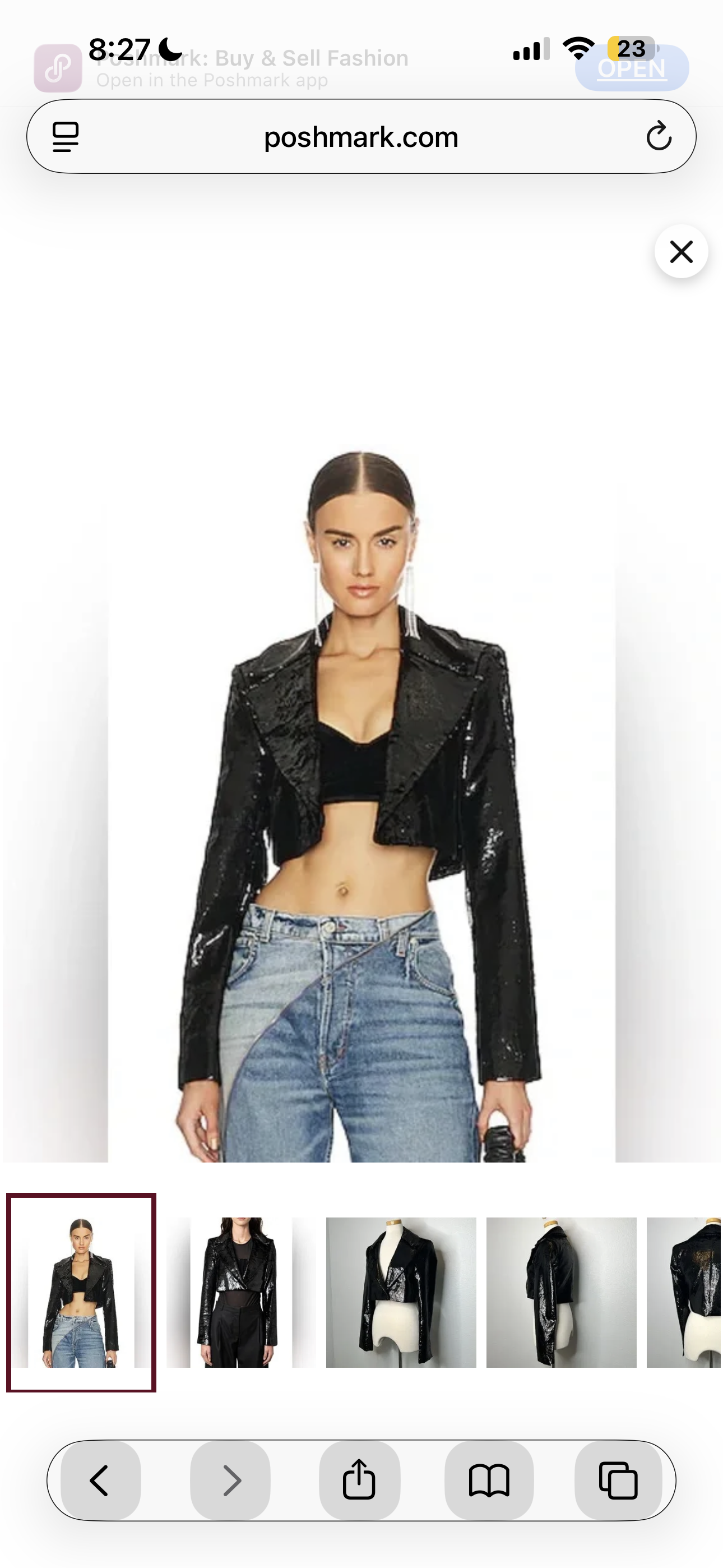 Gauge 65 Black Cropped Patent Blazer – XS Statement Jacket