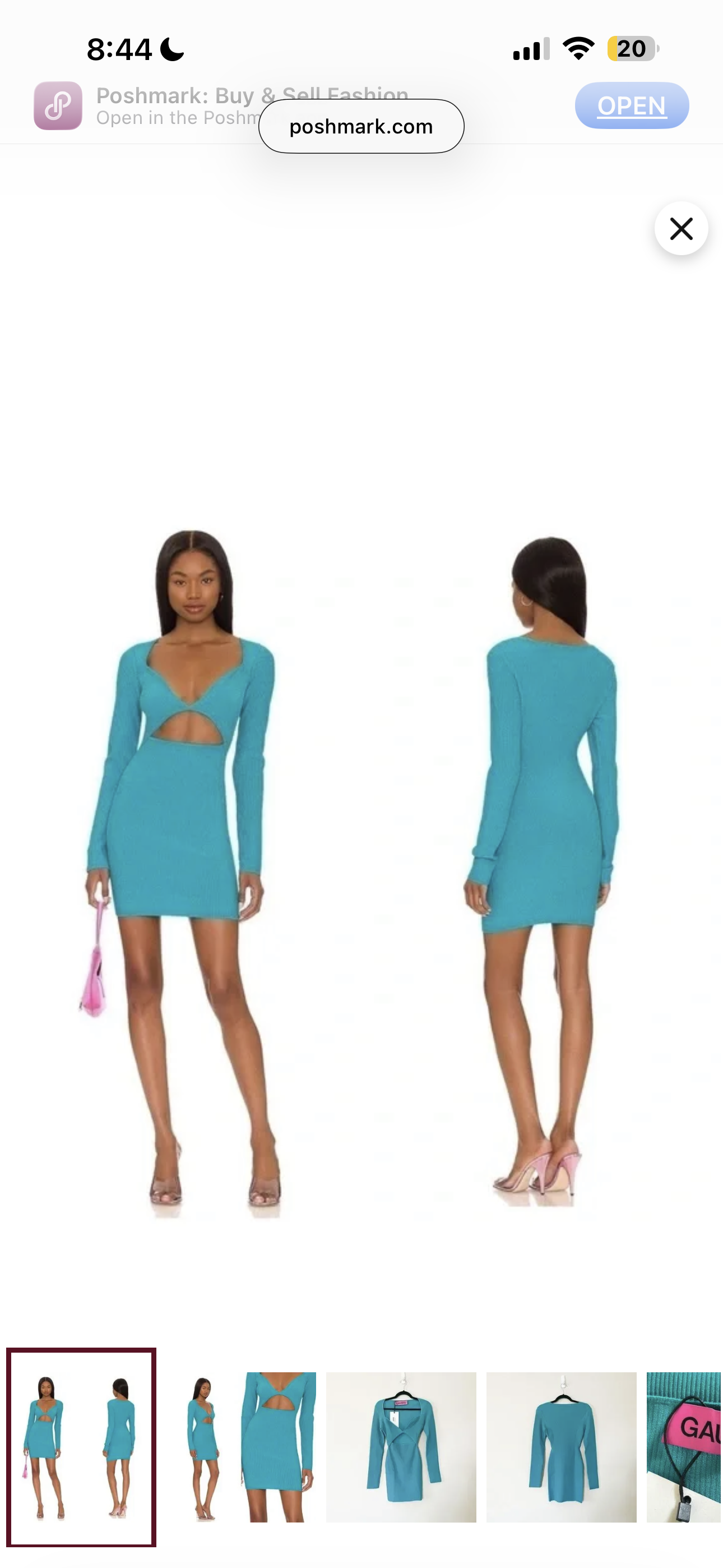 GAUGE 81 Otero Long Sleeve Ribbed Cut-out Bodycon Turquoise