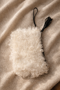 Etienne Aigner Faux Shearling & Leather Wristlet Clutch – Black & Cream